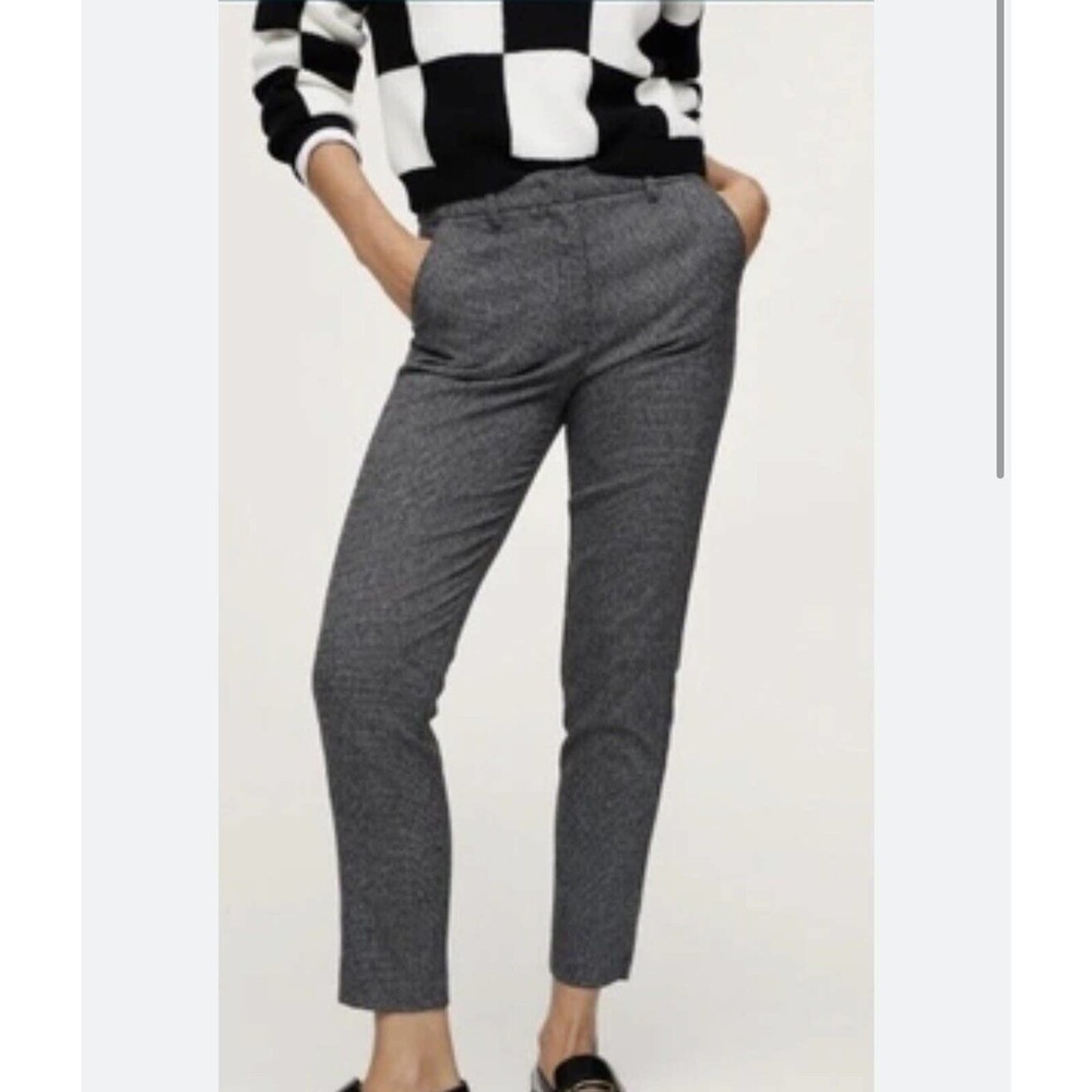 Massimo Dutti women wool tweed Pleated Knit trousers tapered leg Career sz 6